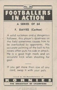 1951 Kornies Footballers in Action #30 Fred Davies Back